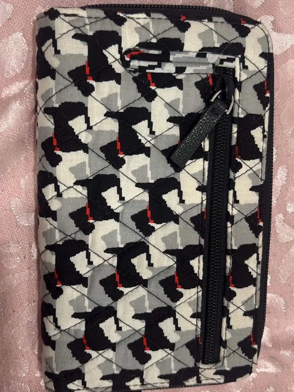 Vera Bradley Black White Gray Wallet with Red Accents - Picture 3 of 3